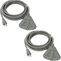 EP 2 Pack 6 Ft Outdoor Extension Cord with 3 Electrical Power Outlets - 16/3 SJTW Grey Cable with 3 Prong Grounded Plug for Safety Great for Christmas Lights, Garden and Major Appliances