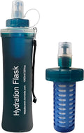 1L Soft Flask Water Bottle, Foldable Water Bottle with Filter, Perfect for Hiking, Backpacking, and Camping - Dark Green