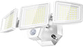 LED Security Lights Motion Sensor Outdoor Lights, 6500K Daylight, IP65 Waterproof, Dusk to Dawn, 3-Head Motion Detected Flood Light for Garage, Yard, Porch, White