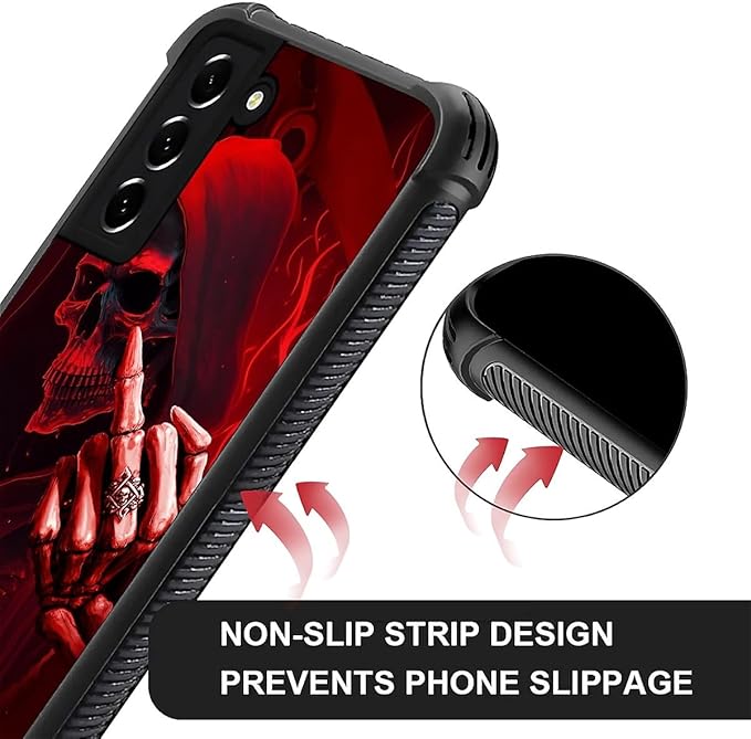 for Samsung Galaxy S22 Case, Gestures Funny Skull Pattern Graphic Design Girl Boy Soft Silicone Hard Acrylic Shock Protection for Samsung Galaxy S22
