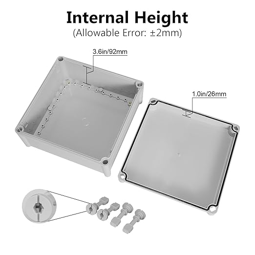 LeMotech Waterproof Dustproof IP67 Junction Box DIY Case Enclosure Gray 11 x 11 x 5.1 inch (280 x 280 x 130 mm)