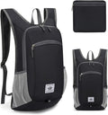 DOJUNS Hiking Backpack 15L Small Travel Backpack Lightweight Foldable Daypack Packable Camping Backpacks for Women Men (Black)