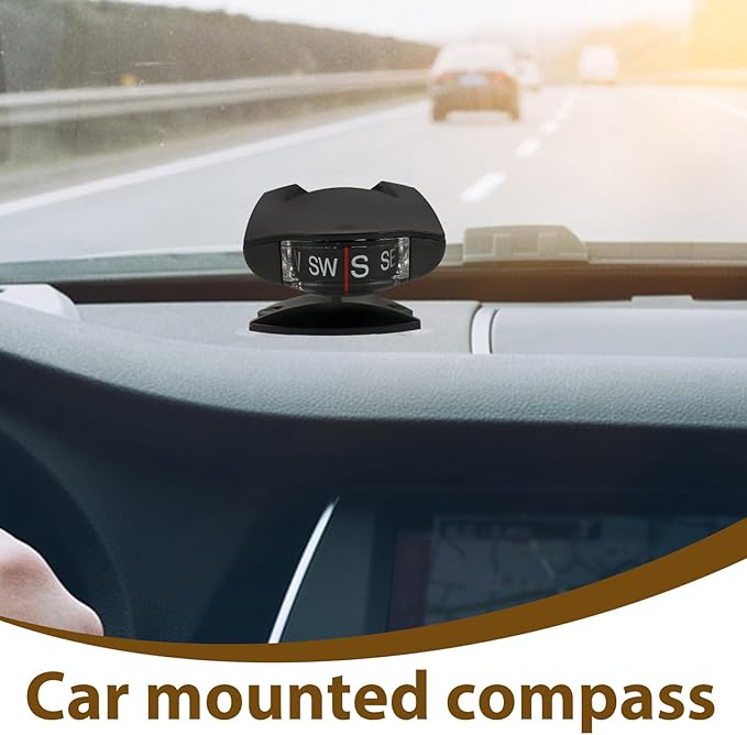 Auto Compass for Car Dashboard with Adjustable Inclinometer and Suction Mount, Car Navigation Compass Ball Suitable for Vehicle and Outdoor Use