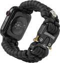 Paracord Band Compatible with Apple Watch Band 38mm 40mm 41mm 42mm 44mm 45mm, Robust Survival Tactical Weave Strap with Stainless Steel Buckle Quick Release for iWatch Series SE 7 6 5 4 3 2 1 for Men