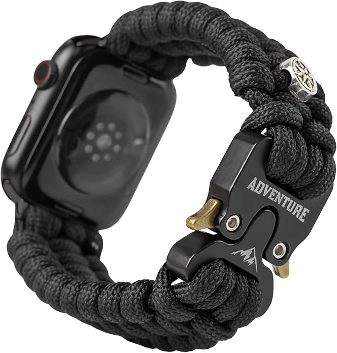 Paracord Band Compatible with Apple Watch Band 38mm 40mm 41mm 42mm 44mm 45mm, Robust Survival Tactical Weave Strap with Stainless Steel Buckle Quick Release for iWatch Series SE 7 6 5 4 3 2 1 for Men