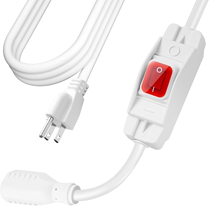 Extension Cord with Switch On/Off Waterproof Switch 15Ft No Plugging and Unplugging Invintage Stereo Devices Without Built-in Power Switch(15 FT, White)
