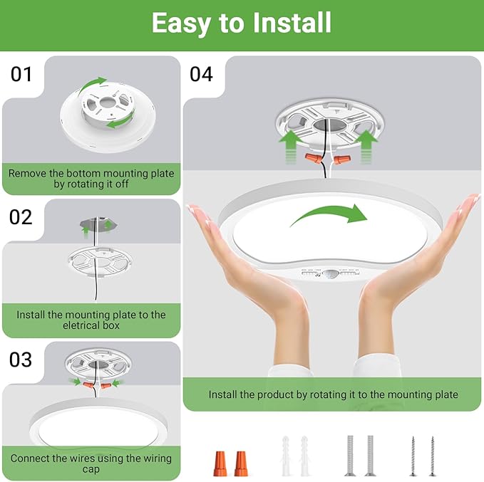 zemty 4Pack 12inch Motion Sensor Ceiling Lights Wired, 24W 2400lm 3CCT/3 Mode/30-120s Timer, Bright Black LED Flush Mount Light Fixture Motion Activated for Closet Pantry Hallways Stairwells Garage