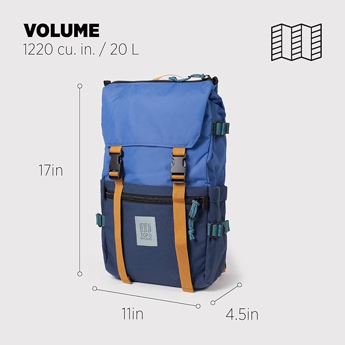 Topo Designs Rover Pack Classic - Daily Daypack for Commutes, Day Trips, Hikes, Iconic Denver Design, PFAS-Free, Fair Trade, BlueSign Backpack (Cobalt/Midnight)