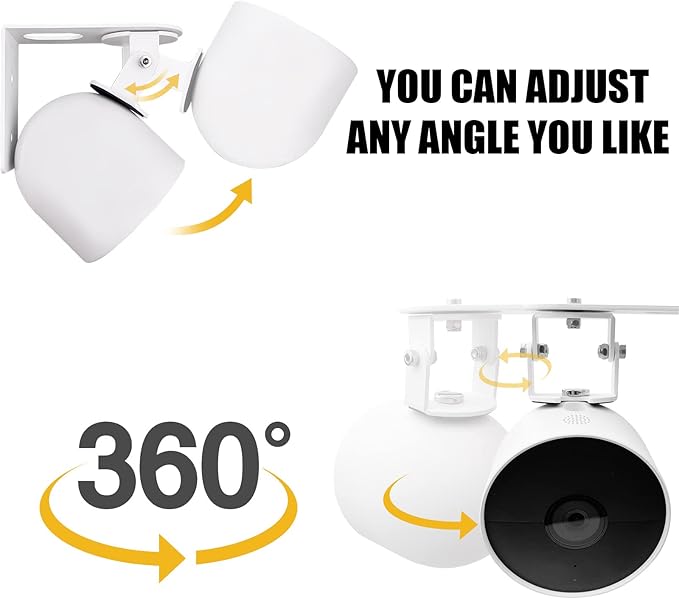 Nest Camera Mount Compatible with Google Nest Cam Outdoor or Indoor, Battery - 2nd Generation,360 View Anti-Drop Outdoor Wall Bracket Mounting Kit Nest cam Accessories- White