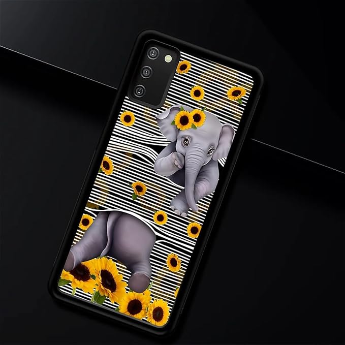 for Samsung Galaxy S20 FE Case, Cute Little Elephant Sunflower White Line Art Pattern Graphic Design Soft Silicone Hard Acrylic Shock Protection for Samsung Galaxy S20 FE