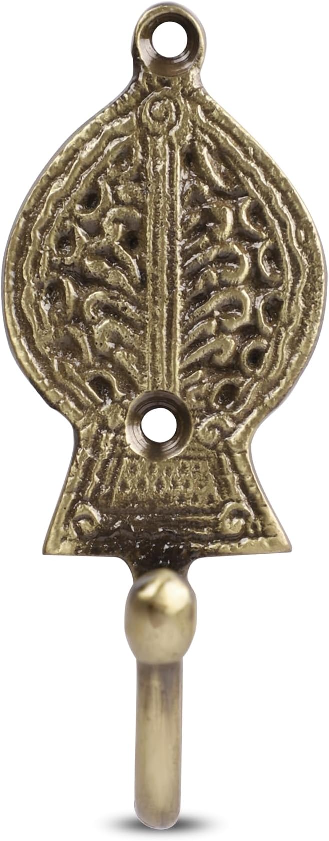 FAPBADRI Multipurpose Hooks, Used to Hang Clothes, Bags, Coats, Curtain Hold Backs, Keys, Colour - Antique Gold, Material - Brass, Retro Design, Screws and Wallplugs Included, Pack of 2 Pieces