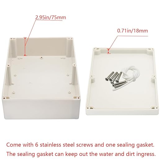 Project Box IP65 Waterproof Junction Box ABS Plastic Electrical Boxes DIY Electronic Project Case Power Enclosure White 11.42x8.27x3.94 inch (290 x 210 x100 mm)