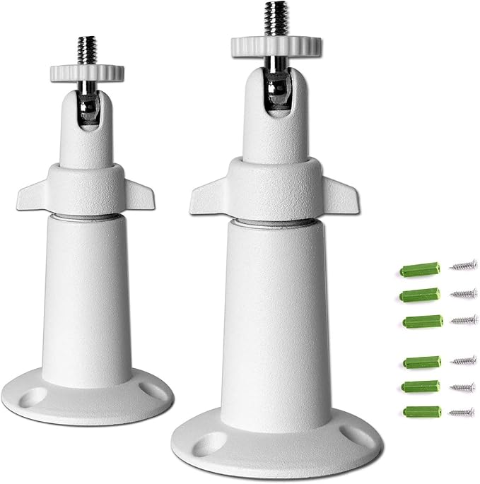 Security Camera Wall Mount Bracket (1/4'') Adjustable Indoor/Outdoor Mount Compatible with Arlo, WYZE, Amcrest, TENVIS, Faleemi, Wansview, CCTV Camera and Other Compatible Models (2 Pack / White)