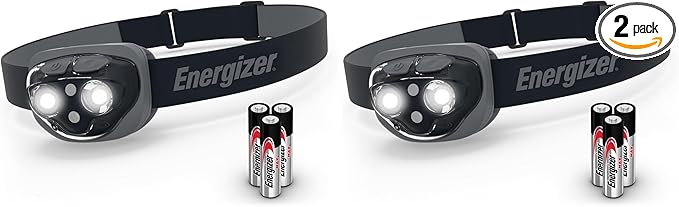 Energizer PRO-360 LED Headlamp, IPX4 Water Resistant Headlamps, High-Performance Head Light for Outdoors, Camping, Running, Storm, Survival LED Light for Emergencies (Batteries Included) (Pack of 2)