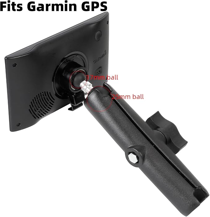 1" to 17mm (0.67") Ball Adapter with 5.9" Long Double Socket Arm, Compatible with RAM B Size Mounts, Fits Garmin GPS Mount and 17mm Swivel Ball Mounting Phone Holder