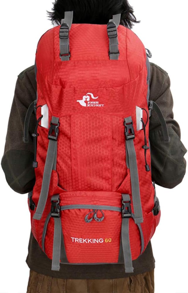 Bseash 60L Waterproof Hiking Camping Backpack with Rain Cover, Large Outdoor Sport Travel Daypack Rucksack for Climbing