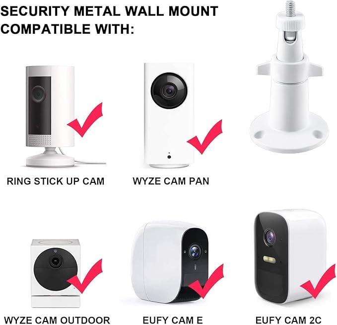Security Camera Universal Mounting Bracket,Adjustable Indoor/Outdoor Security Wall Metal Bracket, Compatible with Arlo Pro/Pro 2/Pro 3/Pro 4/Ultra/Ultra 2, & with Ring Stick Up Cam Battery (4 Pack)