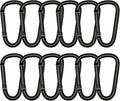 Black Carabiner Clip, Includes Mini 2 Inch Carbineers, Small 2.3" D Ring Clip, Large 3 Inch Carabiner Heavy Duty, Aluminum Caribiner Keychain Hook for Backpack Hiking Camping