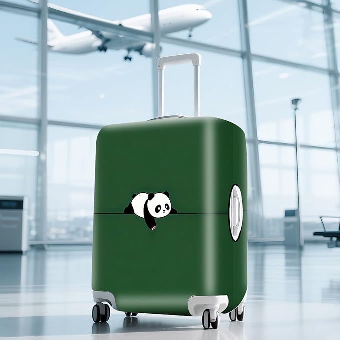 ANNA QUEEN Panda Travel Luggage Cover- Cartoon Cute Stretchable Airplane Suitcase Protector Sleeve,Universal Washable Fit for 20-22 Inch Checked Baggage,Water Resistant Durable Luggage Protector