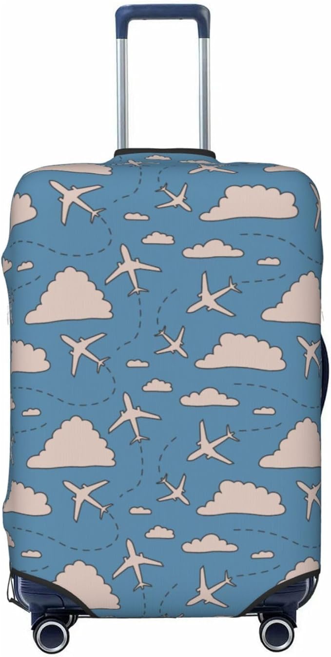 Airplane and Cloud Print Elastic Luggage Cover, Suitcase Protector For Travel (Fits 25-28 Inch Luggage)