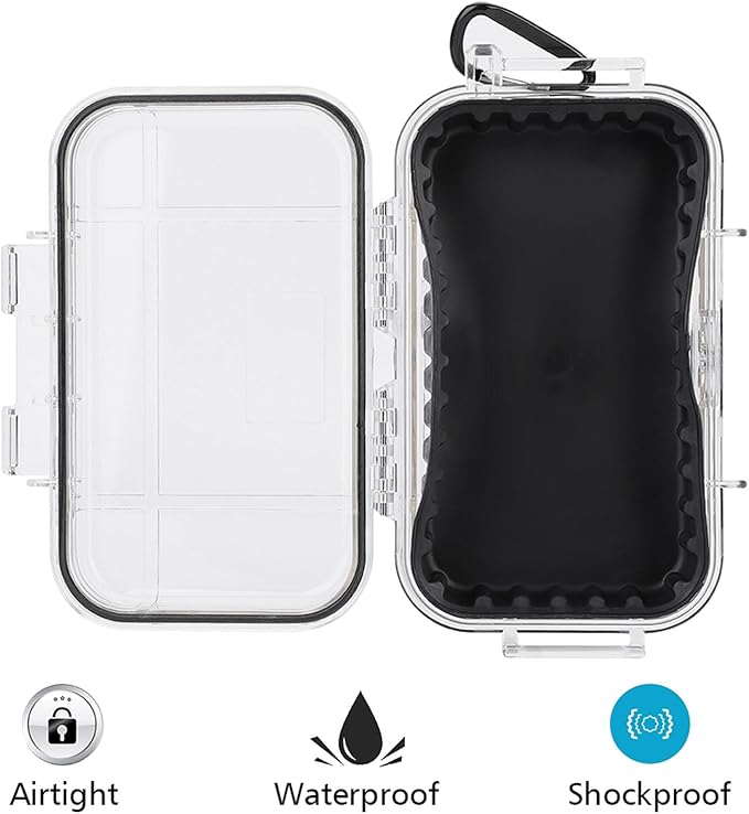 Waterproof Dry Box Protective Case, IP67 Water Resistant Portable Micro Case Watertight Storage Box for Phones, Knives, Wallets, Watches