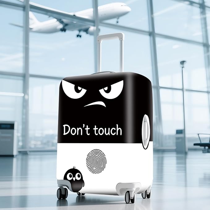 ANNA QUEEN Funny Don't Touch Luggage Cover,Stretchable Suitcase Protector Sleeve,Fit for 24-26 Inch Checked Baggage,Water Resistant Durable Luggage Protector