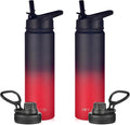 mininoo 24 oz Insulated Water Bottle with Straw Lid, Stainless Steel Double Wall Vacuum, Leak Proof, BPA Free, Keep Cold for 24H & Hot for 12H-2 pack(Ice Coke)