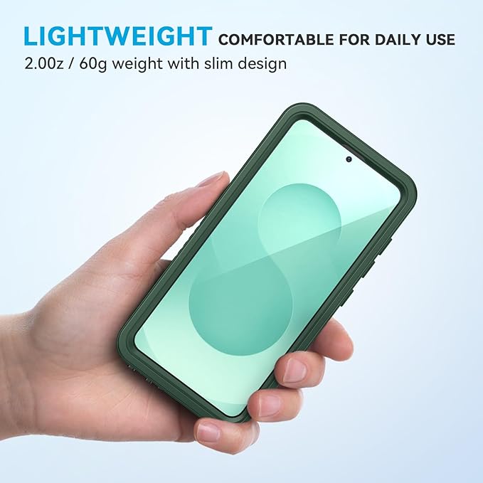 Lanhiem for Samsung Galaxy S25 Case, IP68 Waterproof Dustproof, Built-in Screen Protector, Rugged Full Body Shockproof Protective Cover for Galaxy S25, Green