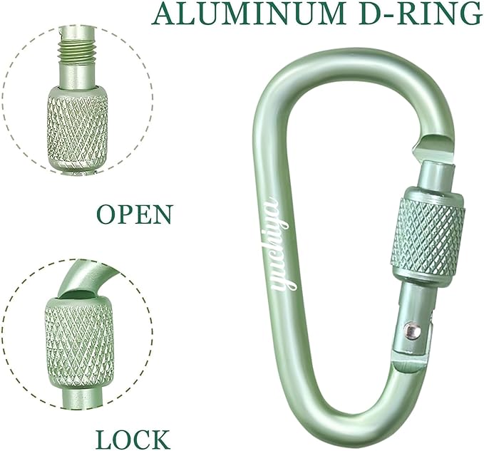 YUCHIYA 8 Pack D-Shape Carabiner Clasp with Screw Gate, 2.2 Inch Mini Keychain Clip Key Chain Buckle, Aluminum Alloy Keyrings Hook for Outdoor Hiking not for Climbing