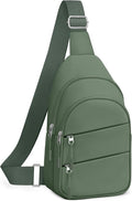Tuwubi Crossbody Bags for Women, Sling Bag for Men, Small Hiking Backpack Anti Theft Lightweight for Outdoors Travel （M, Sage Green）