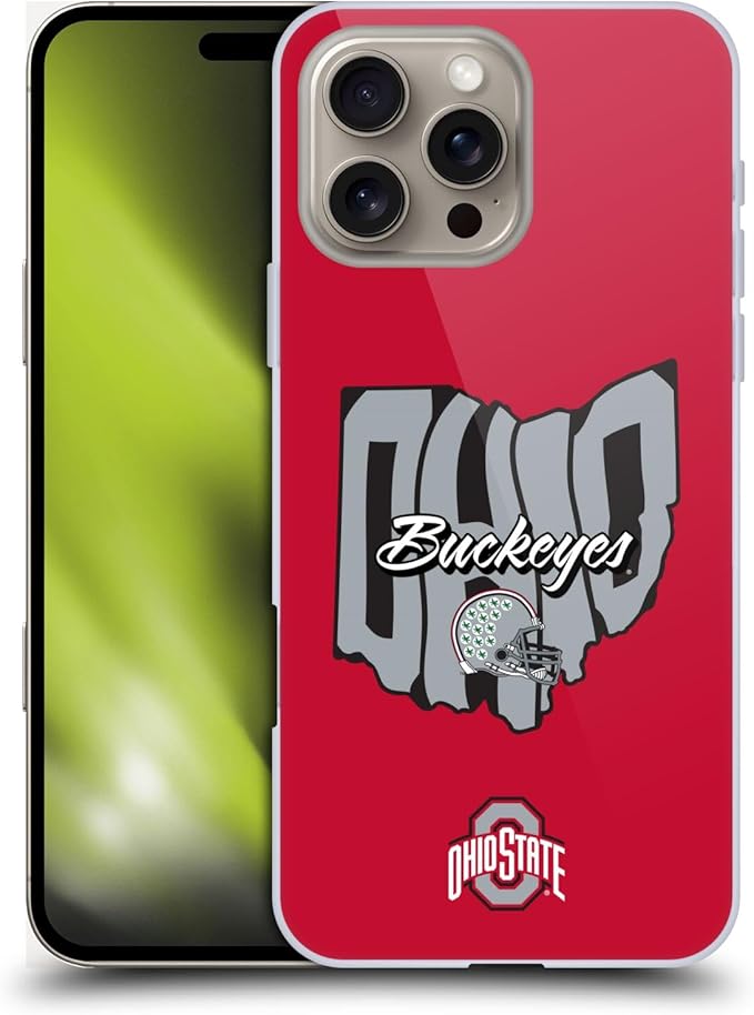 Head Case Designs Officially Licensed Ohio State University Map Football Graphics Hard Back Case Compatible with Apple iPhone 16 Pro Max