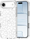 MOSNOVO for iPhone Air Case | Military Grade 6.6ft Drop Tested | Camera Control | Clear with White Leopard Print Design