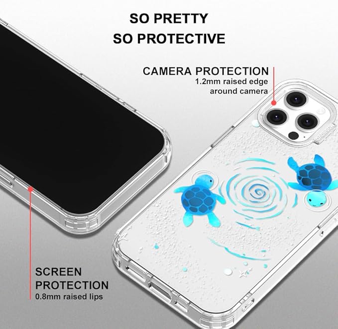 MOSNOVO Case for iPhone 12 & iPhone 12 Pro, [Buffertech 6.6ft Military-Grade Drop Protection] [Anti Peel Off Tech] Clear TPU Bumper Phone Case Cover Design - Space Turtle