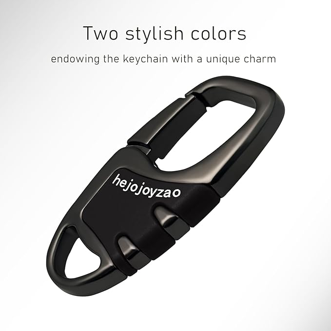 Keychain with Carabiner Clip, 4 Heavy Duty Key Rings and D Ring for Men's Car Key Fob Holder Fits Belt Loops