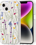 MOSNOVO for iPhone 13/14 Case | Military Grade 6.6ft Drop Tested | Clear with Floral Garden Design