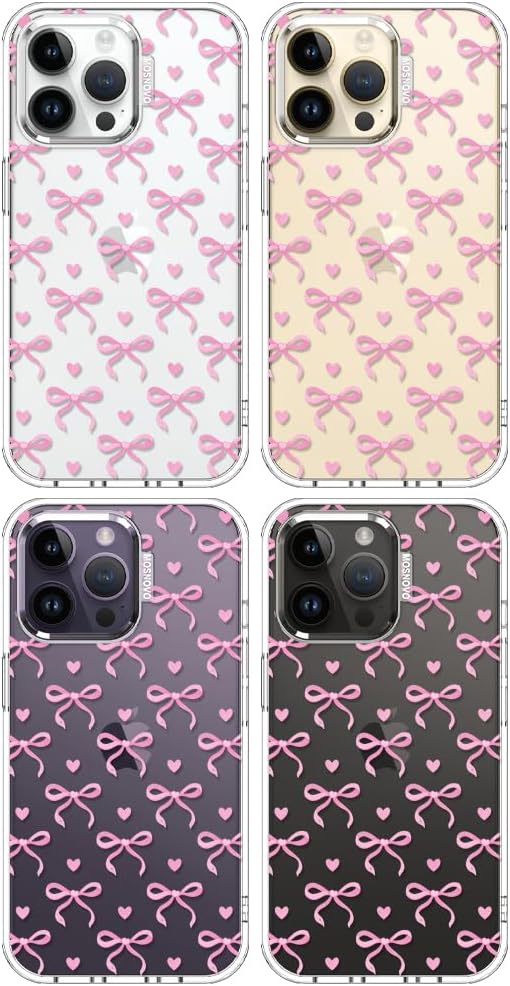 MOSNOVO Case for iPhone 14 Pro Max, [Buffertech 6.6ft Military-Grade Drop Protection] [Anti Peel Off Tech] Clear TPU Bumper Phone Case Cover Design - Bowtiful Love