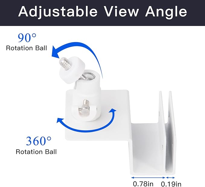 2Pack Gutter Mount Compatible with eufy Security SoloCam S220/C210, eufyCam 2C/2C Pro/S3 Pro, 3/S330, 2/2 Pro, 3C/S300, 360°Adjustable Weatherproof Mounting Bracket for Eufy Security Camera - White