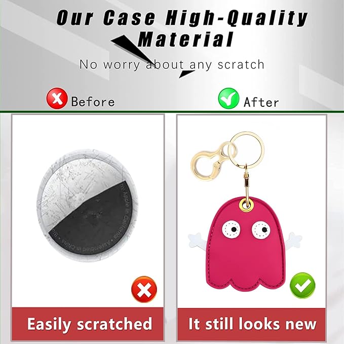 Leather Keychain Holder Case Compatible with AirTag,Cute air tag Cover with Keychain Ring,GPS Tracker Case for Keys