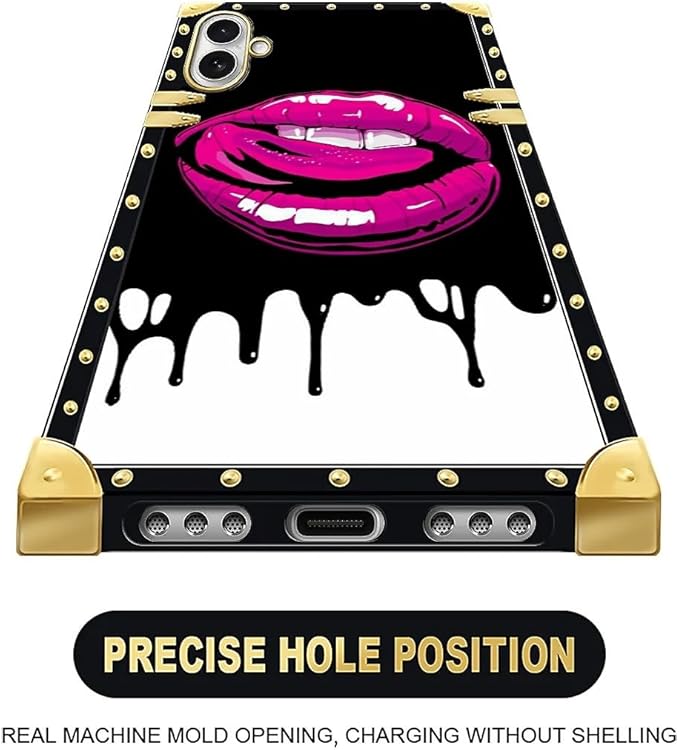 for iPhone 17 Case Luxury Golden Decoration for Girl Women Soft TPU Shockproof Protective Hard PC Back for iPhone 17 Crazy Pattern Black White Red Slap Sexy