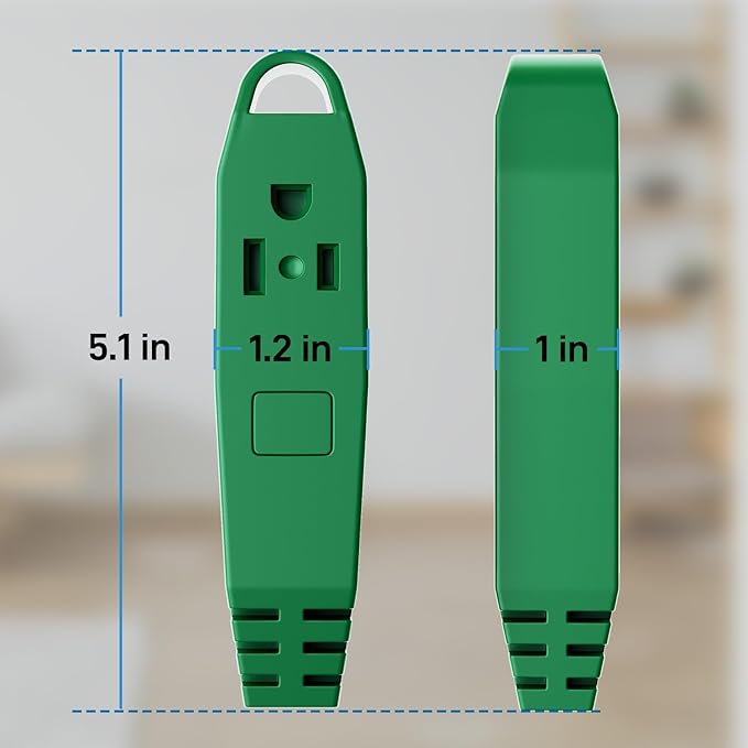 K KASONIC - 3-Feet 3 Outlet Extension Cord, UL Listed, 16/3 SJTW 3-Wire Grounded, 13 Amp 125 V 1625 Watts, Multi-Outlet Indoor/Outdoor Use, Green