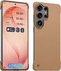 GRECAZO Slim Borderless for Samsung Galaxy S26 Ultra Phone Case 6.9"(2026) Ultra-Thin Lightweight Frameless Matte Hard PC Cover Case with Pull Ring Minimalist Non Slip Rope-Mocha