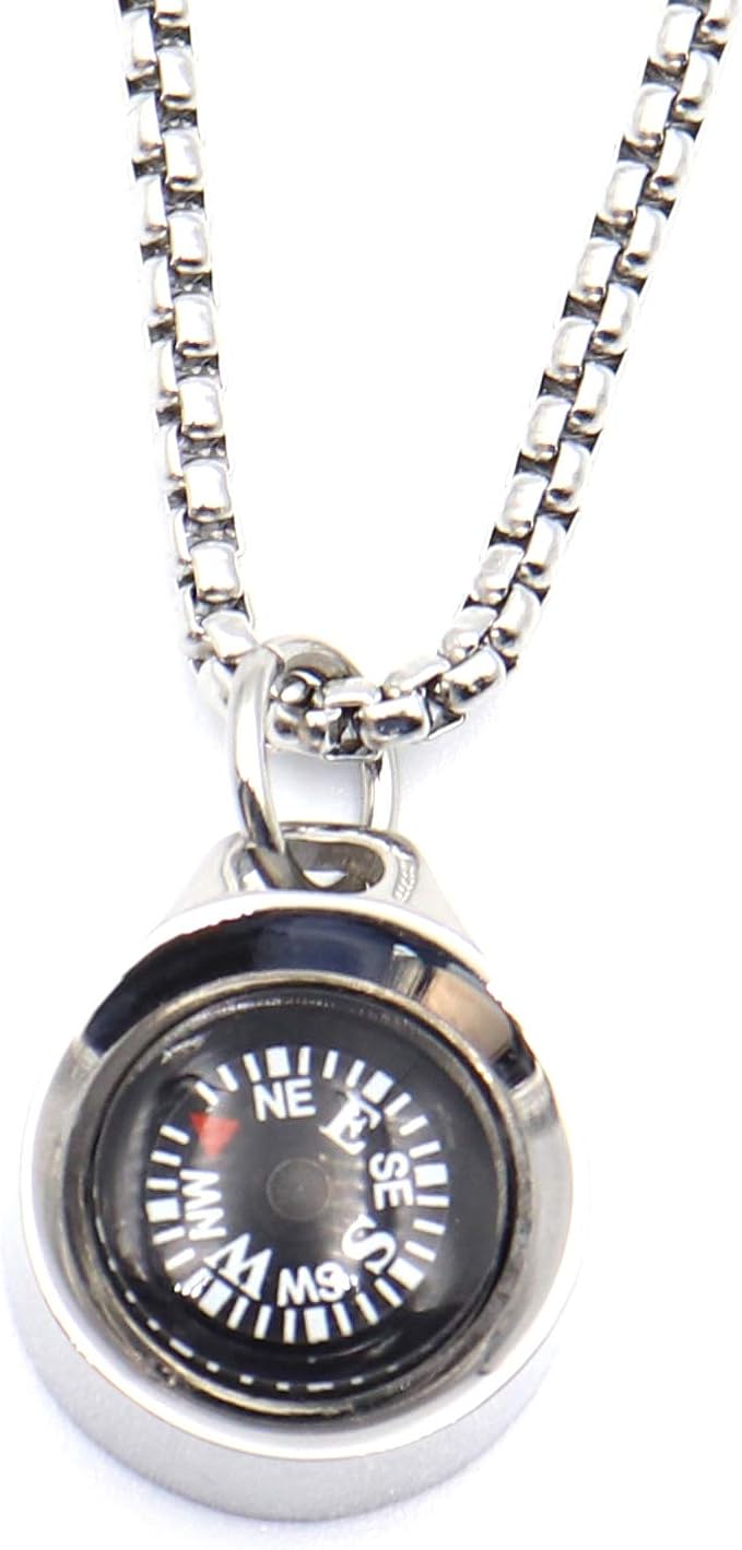 Engraved Compass Necklace, Navigation Compass Necklace for Women Men Best Friends, Fashion Festival Gift Wrap