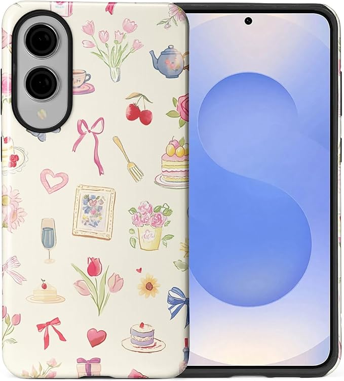 for Samsung Galaxy S25 Edge Case,HL2 Aesthetic Bow Preppy Collage Hybrid 2 Layer Hard Shell Silicone Protective Pattern Design Case