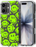 MOSNOVO for iPhone 17 Case | Military Grade 6.6ft Drop Tested | Camera Control | Clear with Distorted Green Smiles Face Design