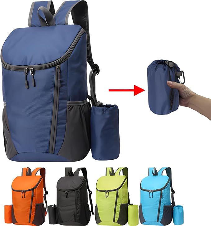 Portable Foldable Backpack Folding Mountaineering Bag, Ultralight Outdoor Cycling Rucksack, Travel Hiking Knapsack (Orange)