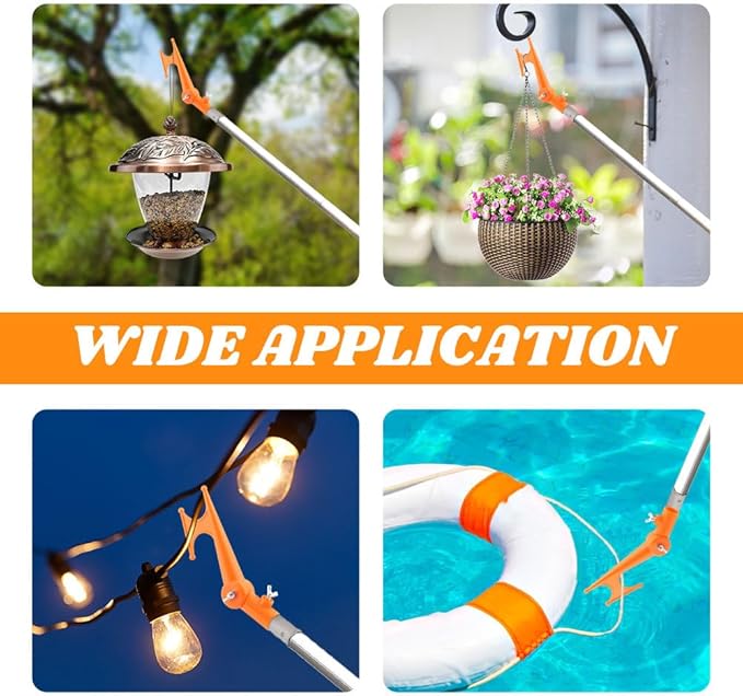 Xiaokeis Handy Hook,Plastic Multi-Purpose Utility Hook, Durable, Adjustable Elbow, Screw on to Standard Thread Extension Pole for Hanging Bird Feeders, Christmas Lights, Ropes, Boats, Pool