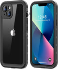 Protebox for iPhone 13 Mini Waterproof Case with Built-in Screen Protector, Shockproof Dustproof Full Body Protective IP68 Waterproof Phone Case for iPhone 13 Mini 5.4 inch (Black/Clear)