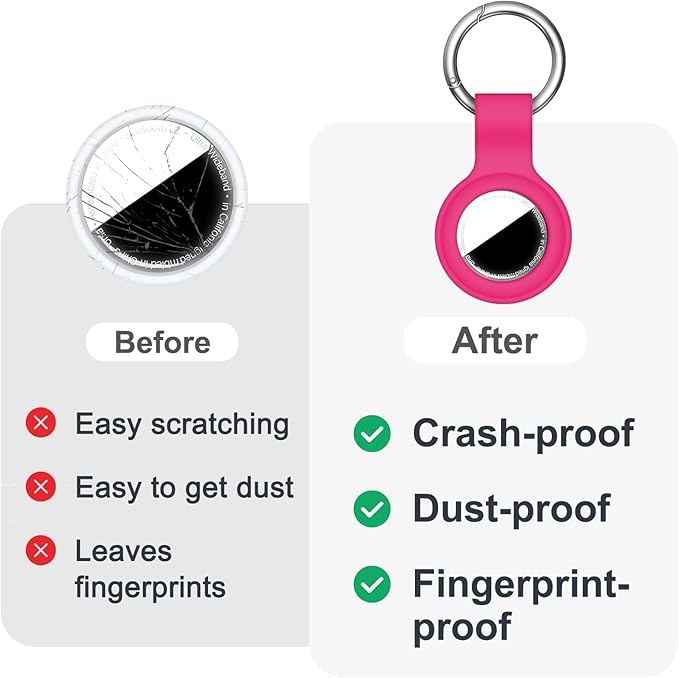Linsaner Case for AirTag 2nd Gen (2026) & 1st Gen, Silicone Holder Keychain Key Ring, Protective Cover for Apple for Air Tags, GPS Finder Accessories for Bags, Pets, Kids, Luggage, Hot Pink