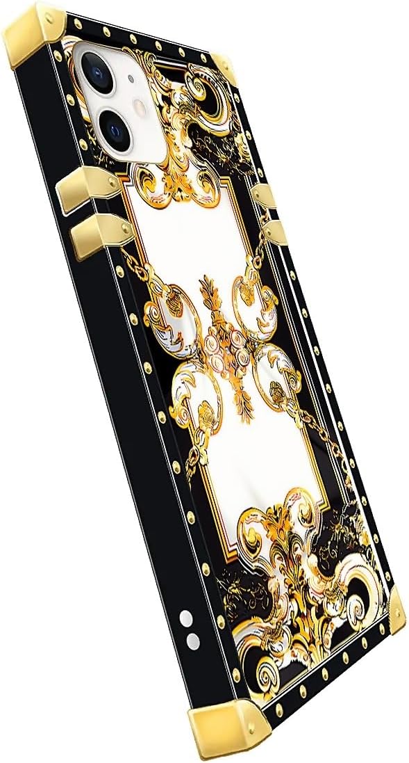 Compatible with iPhone 11 Case, Gold Grain Flowers Luxury Golden Decoration for Girl Women Soft TPU Shockproof Protective Hard PC Back for iPhone 11