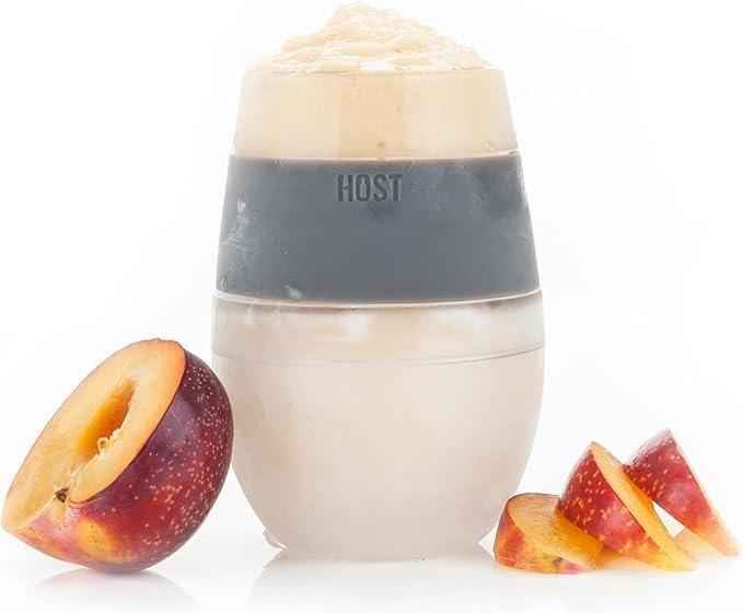 Host Freeze Wine Glasses with Lids, Wine Tumbler Gifts for Mom, Travel Gifts for Women, Insulated Cooling Cups for Red and White Wines, Freezable Tumblers for Outdoor Party, 8.5 oz, Set of 2, Gray